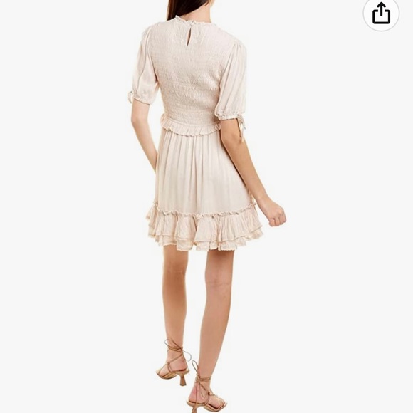 Dress Forum Womens Good Lovin Shirred Mini Dress, Cream - Picture 2 of 4